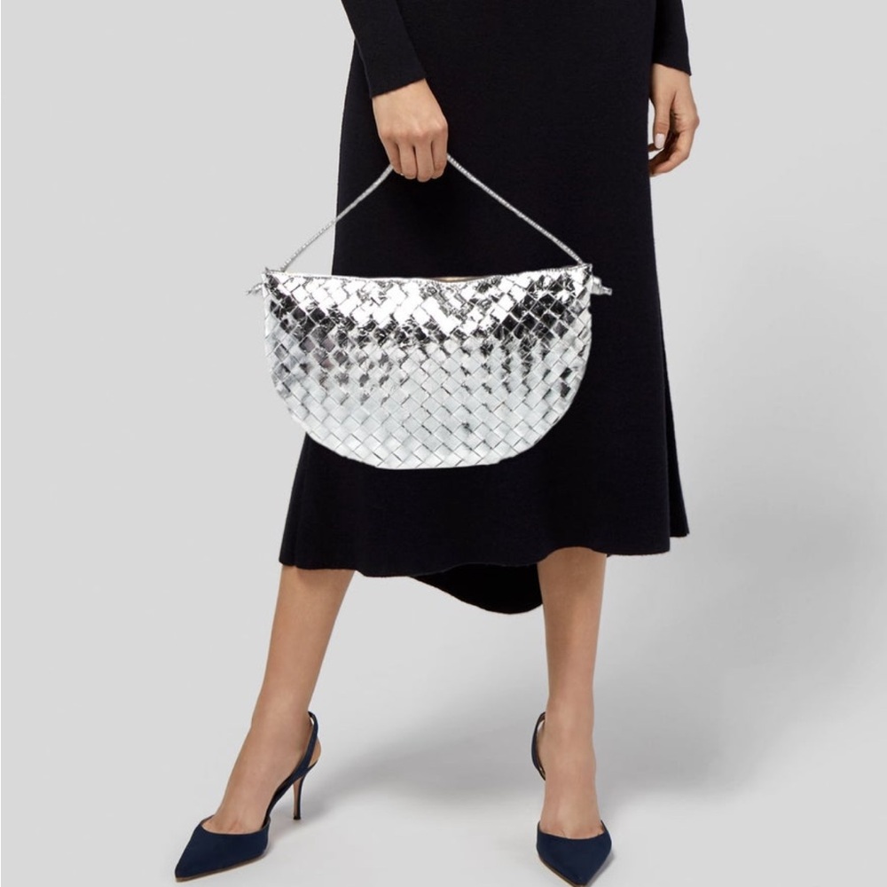 Bottega Veneta Metallic Silver Shoulder Bag